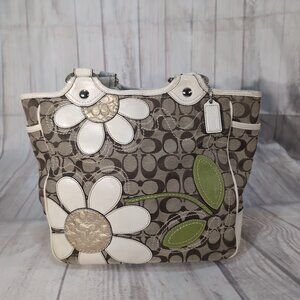 Coach Grey Canvas Signature Bleecker Daisy Double Handle Women's Tote Handbag